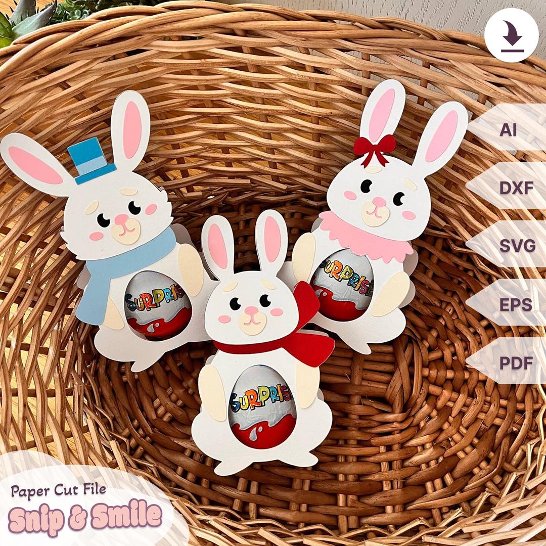 Bunny Egg Holder SVG Bundle – DIY Kit Candy Holder Designs for Cricut ...