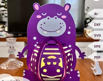 Hippo Lantern SVG - Paper Cut Light Box, DIY Kit & Cricut Project