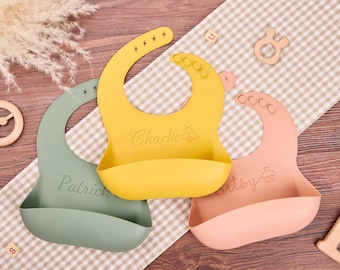 Custom Toddler Bib,Personalized Silicone Baby Bib,Engraved Name Bib,Baby Shower Gift,Children's Day Gift,First Birthday Bib,Bib for New Mom
