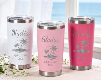 Vacation Tumbler, Personalized Stainless Steel Tumbler,Girls Weekend Beach Cup, Birthday Cruise Girls Trip, Travel Name Mug,Family Trip Gift