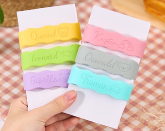 Custom Silicone Bottle Band,Personalized Anti-Slip Sippy Cup Labels for kids,Engraved Bottle Labels for Kids,Kids Gift,Back to School Gift