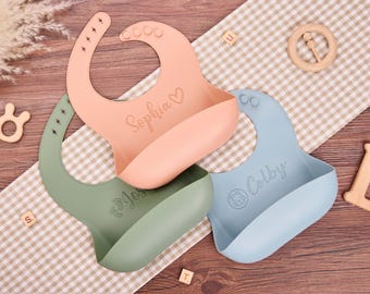 Personalized Name Bib,Custom Silicone Bib,Toddler Bib,Bib with Food Catcher,New Mom Gift,Baby Shower Gift,Newborn Gift,Baby Girl/Boy Gift