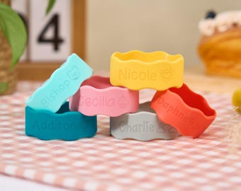 Personalized Water Bottle Label,Custom Silicone Bottle Band,Engraved Kids Name Bottle Label,Reusable Label,Back to School Gift,Kids Gift