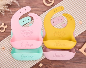 Personalized Baby Bib,Custom Bib,Gift for Kids,Silicone Engraved Baby Bib,Toddler Gift,Baby Shower Gift,New Mom Gift,Baptism Gift For Baby