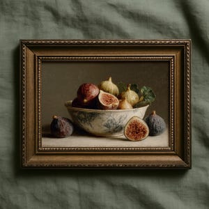 Vintage Fig Still Life Painting | Rustic Kitchen Art (Digital Download)