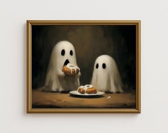Halloween Ghost Cinnamon Roll Print | Spooky Autumn Decor (Digital Download)