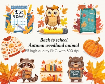 Autumn Animal Clip Art: Woodland Creatures PNG Graphics (Digital Download for Commercial Use