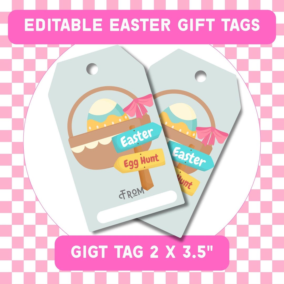 Editable Easter Gift Tags: Printable Basket Tag (2x3.5") - Etsy