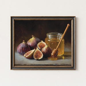 Figs and Honey Still Life Print | Farmhouse Kitchen Art (Digital Download)