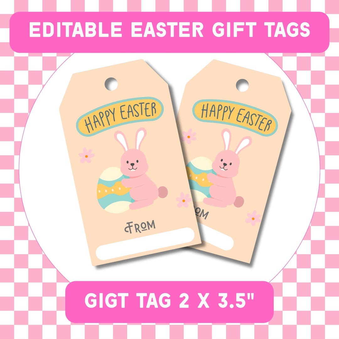 Editable Easter Gift Tags: Printable Basket Tag (2x3.5") - Etsy