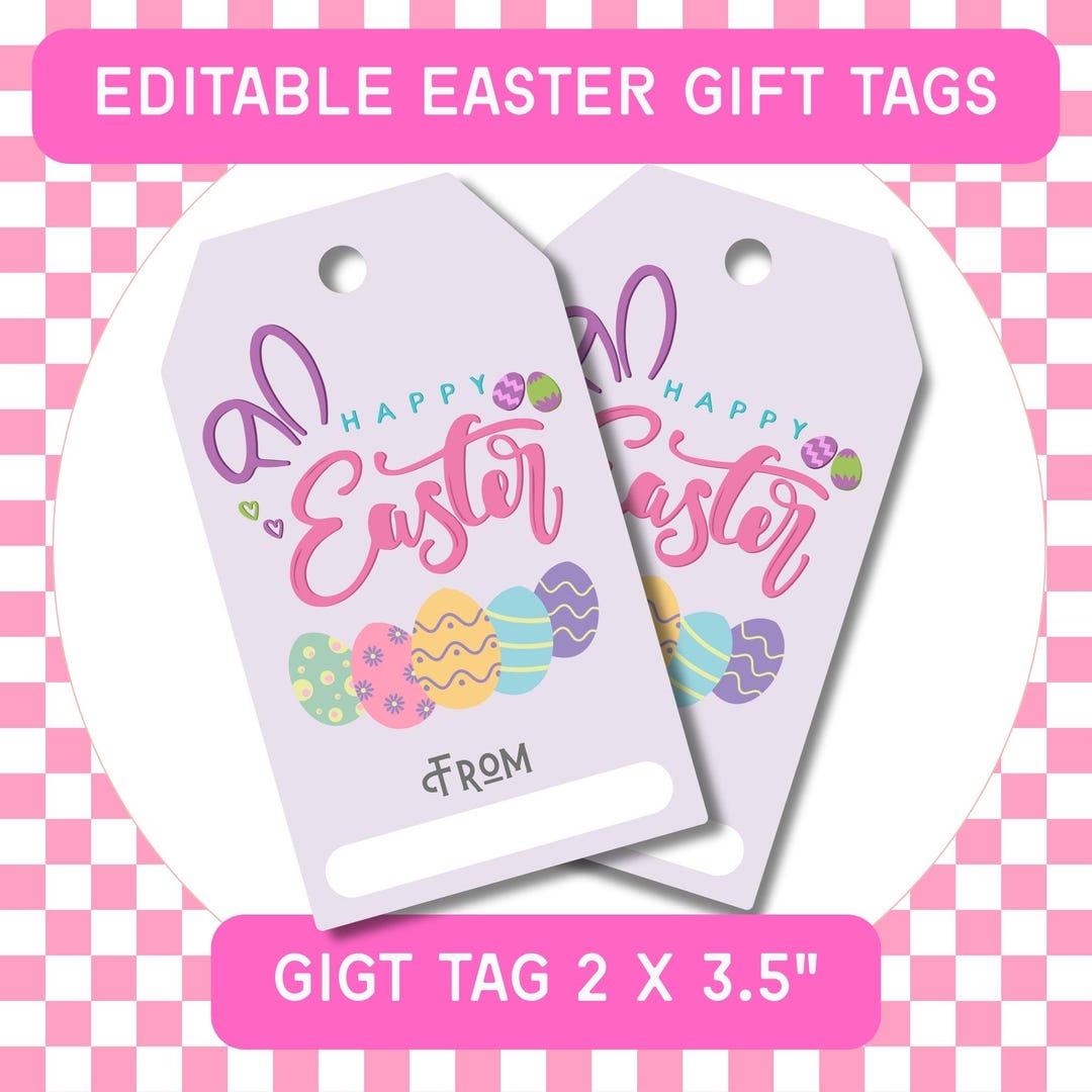 Editable Easter Gift Tags: Printable Basket Tags (2x3.5") - Etsy Australia