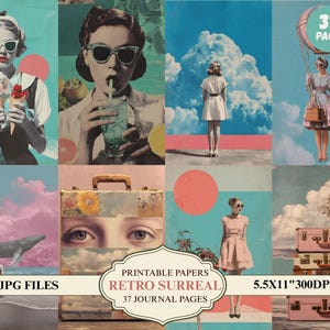 Retro Surreal Junk Journal Kit: Mid-Century Collage Ephemera (Digital Download)