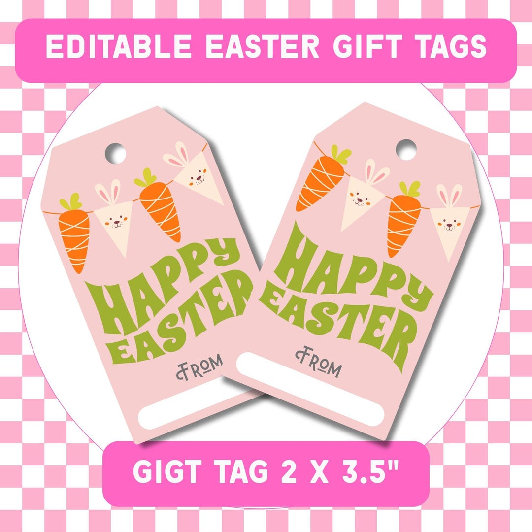 Editable Easter Gift Tags: Printable Basket Tags (2x3.5") - Etsy