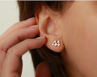 Personalized Angel Number Stud Earrings, Lucky Date Jewelry - Gift For Good Luck
