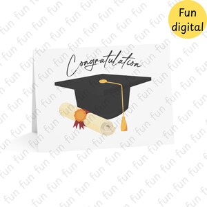 Carte de remise des diplômes imprimable personnalisée – Téléchargement numérique pour les diplômés du secondaire et de l'université | Casquette de remise des diplômes