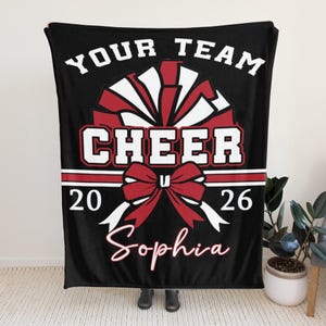 Personalized Name Cheer Team Blanket, Custom Name Cheerleading Gift, Blanket for Cheerleader, Custom Cheer Gifts, Cozy Flannel Blanket