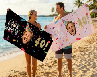 Custom Birthday Party Beach Towel, Personalized Birthday Beach Towel With Photo,Pool Party Towel, Personalized Birthday Gift,Birthday Favors