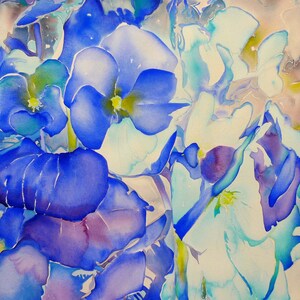Blue Hydrangea. Watercolor painting of flower. Blue watercolor original painting colorful closeup  art peaceful painting artwork Floral art