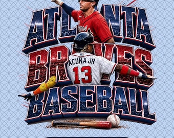 Braves Baseball PNG / Diseño de béisbol para niños / Béisbol con dab / Camiseta para el día del partido juvenil / Sublimación de la liga infantil / Descarga instantánea JPG