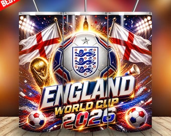 Engeland voetbal leeuw beker wrap png 20oz WK 2026 sublimatieontwerp