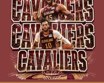Cavaliers Basketball png, Donovan Mitchell Darius Garland Jarrett Allen, Cleveland Graphic, Game Day-shirtontwerp, sublimatie, png