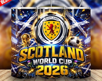Scotland Soccer Tumbler Wrap PNG 20oz World Cup 2026 Sublimation Design