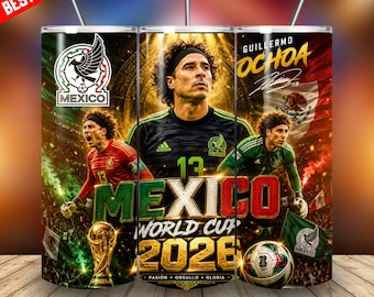 Guillermo Ochoa Mexico Tumbler Wrap PNG 20oz Wereldbeker 2026 sublimatieontwerp