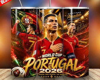 Ronaldo Portugal Tumbler Wrap PNG 20oz WK 2026 sublimatieontwerp