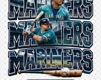 Imagen PNG de los Mariners de béisbol, gráfico de sublimación del equipo, diseño para el día del partido, descarga digital, archivo de diseño transparente de 300 DPI