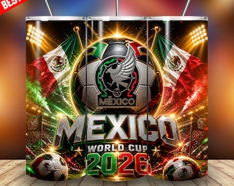 Diseño de sublimación PNG para vaso térmico Guillermo Ochoa de México, 20 oz, Copa Mundial 2026