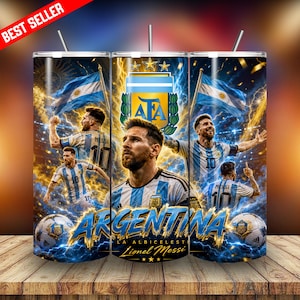 Messi fotbollstumblerdesign: 20 oz sublimering (digital PNG-nedladdning)