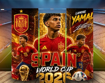Lamine Yamal Spanje beker wrap png 20oz WK 2026 sublimatieontwerp