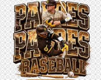 Padres honkbal PNG, Retro Game Day-afbeelding, vintage sublimatieontwerp, digitale download, 300 DPI-kunstwerkbestand