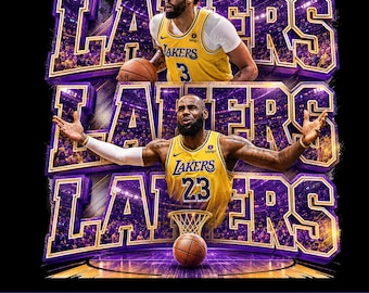 Lakers-basketbal, png, vintage teamventilatorontwerp, hoogwaardig sublimatiebestand