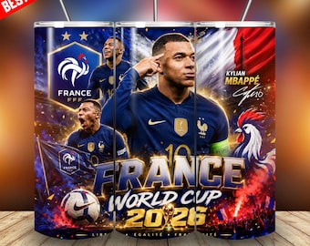 Frankrijk voetbal Mbappé beker wrap PNG 20oz WK 2026 sublimatieontwerp