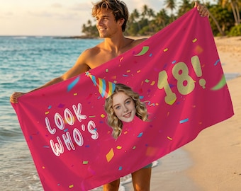 Personalized Birthday Party Beach Towel, Custom Birthday Trip Beach Towel, Custom Pool Party Towel, Personalized Birthday Gift, Party Favor