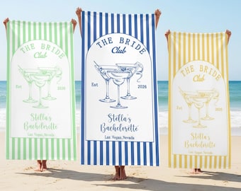 Personalized Bachelorette Party Beach Towel, Bride Club Bachelorette Beach Towel, Custom Bridal Party Beach Towel, Bachelorette Party Gift
