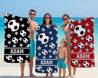 Personalized Soccer Team Beach Towel, Custom Soccer Sport Beach Towel, Custom Quick Drying Sports Towel, Personalized Gift For Teammates