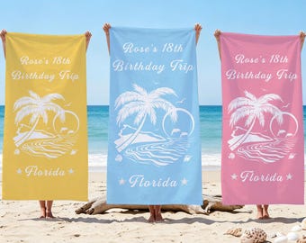 Personalized Birthday Trip Beach Towel, Custom Birthday Beach Towel, Custom Party Beach Towel With Name, Personalized Birthday Gift