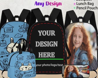 Custom Backpack with Design Text Photo Name Logo, Custom Photo Backpack,Customize Backpack for Men Women,Back To School Gift for Children