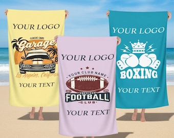 Custom Logo Beach Towel, Personalized Name Beach Towel, Quick Dry Beach Towel With Logo, Personalized Vacation Beach Towel with Name