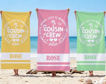 Personalisierte Cousin Crew Strandtuch, benutzerdefinierte Cousin Crew Strandtuch, benutzerdefinierte Sommerferien Strandtuch, personalisiertes Geschenk für Schwester