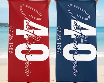Custom Name Birthday Beach Towel, Personalized Birthday Party Beach Towel, Custom Quick Dry Beach Towel, Personalized Birthday Party Gift