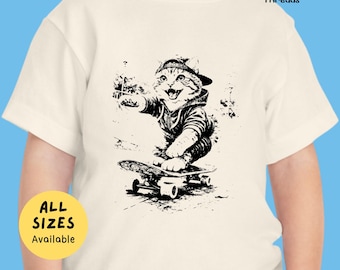 Camiseta Skateboard Cat: Camiseta gráfica de estilo urbano vanguardista