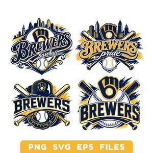 Brewers SVG PNG-paket, 4 basebolldesigner, Cricut SVG, Brewer-fan, basebolltröjadesign, sublimeringsfil, basebollmamma, direktnedladdning