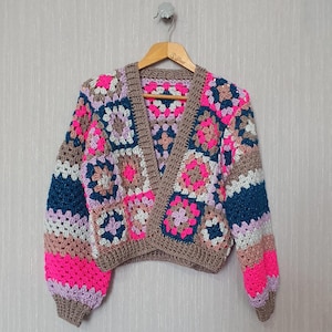 Handmade Crochet Granny Square Cardigan – Boho & Vintage Inspired