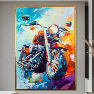 Chopper motorcycle,Canvas wallart,Biker decor,Motorcycle painting,Harley-style chopper,Biker lifestyle,Garage walldecor,Retro chopper poster