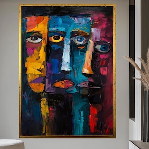 Abstract Face Canvas Art - Colorful Expressionist Wall Print - Modern Emotional Portrait Painting - Bold Multicolor Home Decor