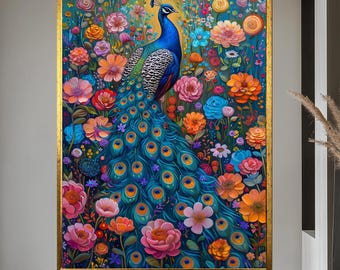 堂々とした孔雀のレリーフアート、エレガントな装飾彫刻、精巧な鳥の壁