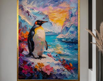 Penguin Canvas Art Print, Arctic Nursery Decor